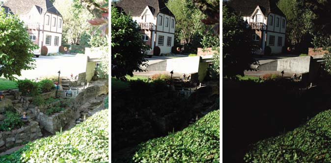 3 images of house at different EVs