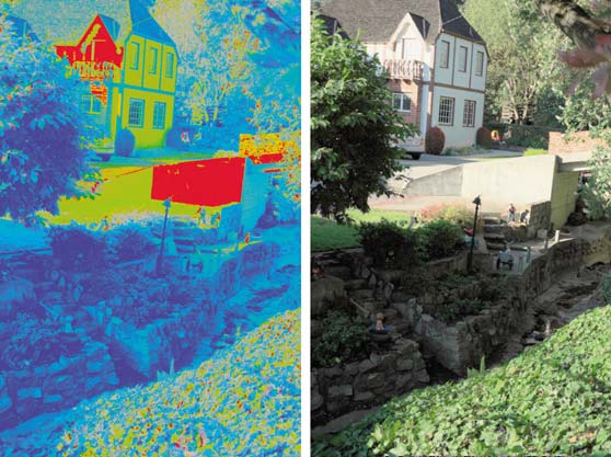 one image showing pixel source; other image showing combined result